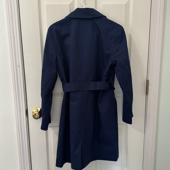 J. Crew Factory short navy blue trench coat, EUC, size 4. Classic, preppy piece - Picture 6 of 6